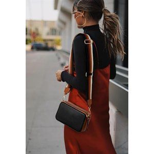 Crossbody Bags for Women Leather Shoulder Handbags with Shoulder Strap - Black